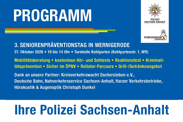Programm-Flyer zum 3. Seniorenpräventionstag Wernigerode mit Angeboten